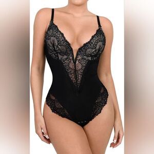 Sophisticated Black Lace Shapewear Bodysuit